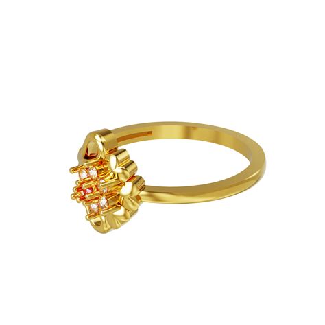 Stone Floral Design Gold Ring 01 08 Spe Goldchennai