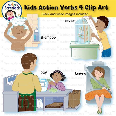 Kids Action Verbs 4 Clip Art Made By Teachers