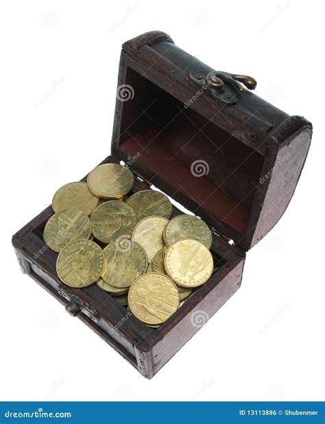 Small Chest With Gold Coins Stock Photo Image Of Isolated Brown