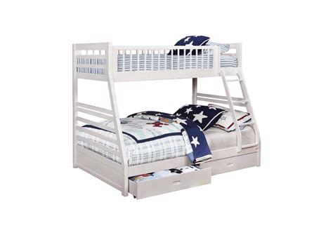 Ashton White Twin Over Full Bunk Bed W 2 Drawer Storage The Home