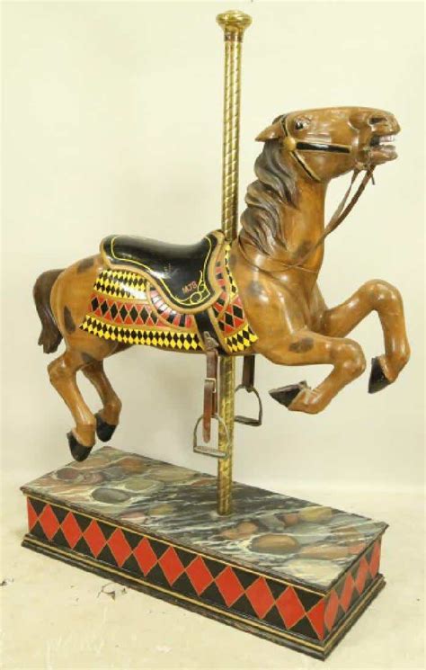 Vintage Wood Carved And Polychrome Carousel Horse