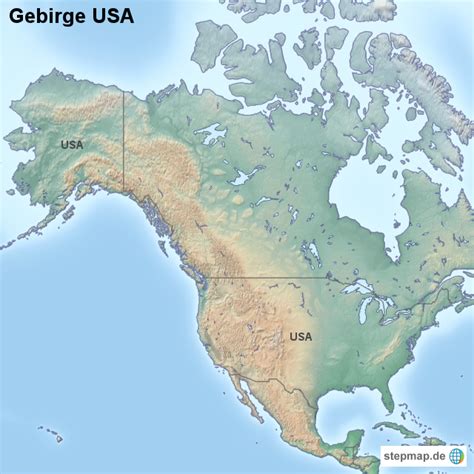 Amerika Karte Gebirge Goudenelftal