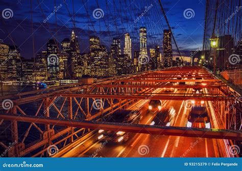 Brooklyn Bridge In The Evening Stock Image Image Of City Landmark