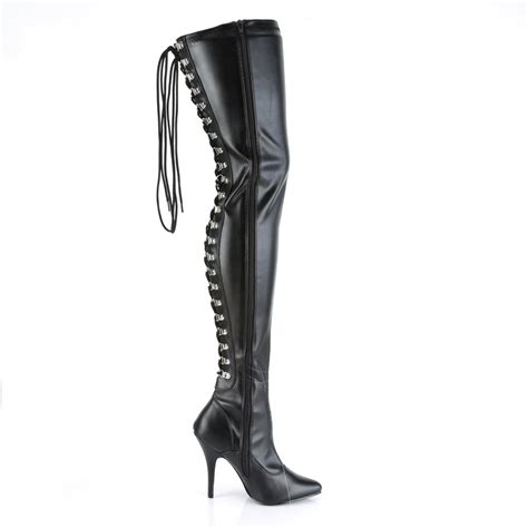 Lace Up Open Back Thigh Boot 5 Inch Heel Seduce 3063 Fantasiawear