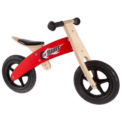 Wooden Balance Bike Ride On With Easy Grip Handles Rubber Wheels And