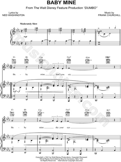 Baby Mine From Dumbo Sheet Music In Eb Major Transposable