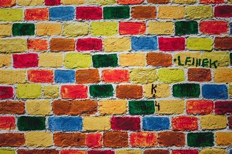 Multi Colored Brick Wall High Quality Abstract Stock Photos
