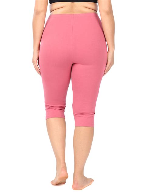 women and plus s 3x essential basic cotton spandex stretch below knee length capri leggings