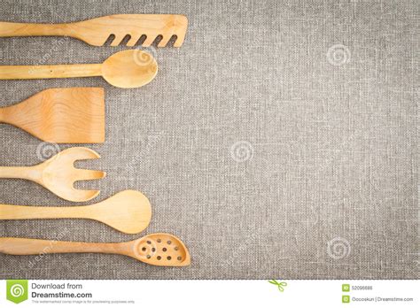 Wooden Cooking Utensils Border Stock Photo Image Of Linen Household