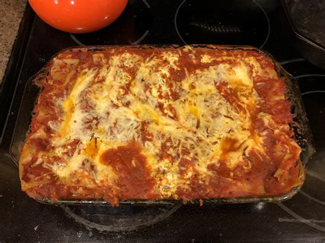 Homemade Lasagna With Meat Sauce And Ricotta Cheese Food