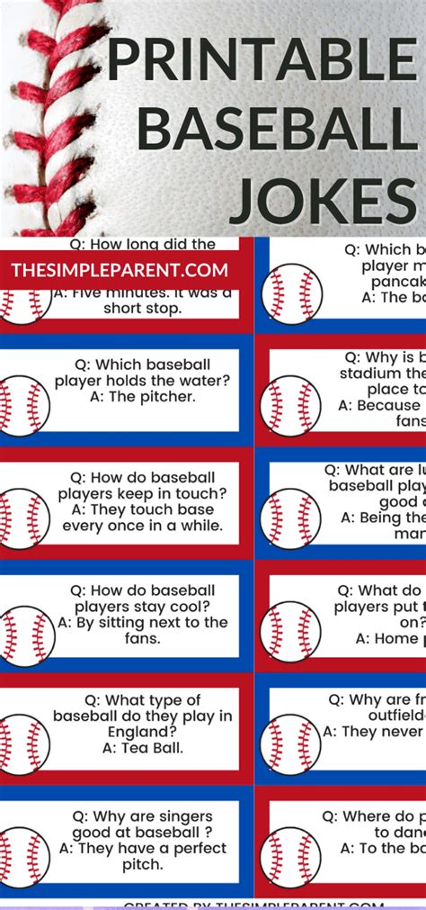 Baseball Jokes For Kids With Free Printable Jokes