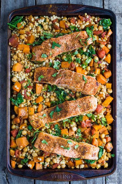 One Pan Salmon and Squash with Couscous- this recipe is ...
