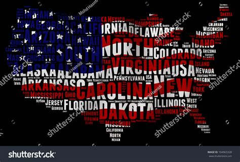 United States Map Words Cloud Major Stock Illustration 104965328