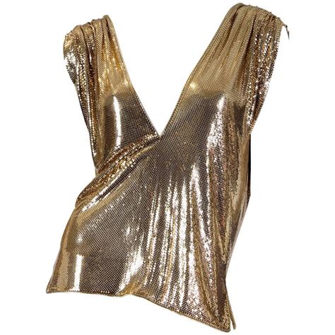 1970s Whiting And Davis Gold Metal Mesh Top At 1stdibs