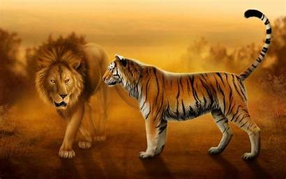 3d Animals Wallpapers Cave Lion Tiger 4k