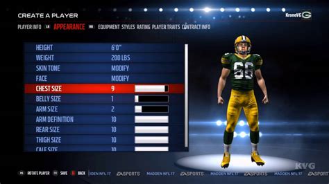 The last game i played was madden 13 and i remember there being a slider on the creation page where you could say how. Madden NFL 17 - Customize | Create Player (HD) [1080p60FPS ...
