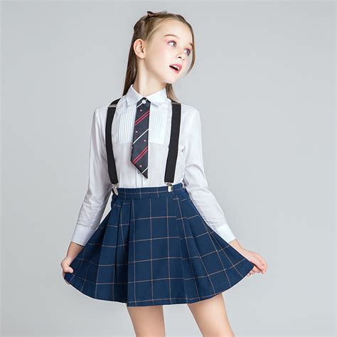 School Girls Uniform Clothes Set White Shirts Mini Vestido Chorus Stage Girls Clothes For 4 6 8