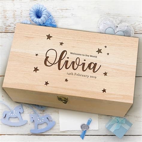 Personalised Wooden Keepsake Boxnew Baby Memory Boxbaby Etsy Uk