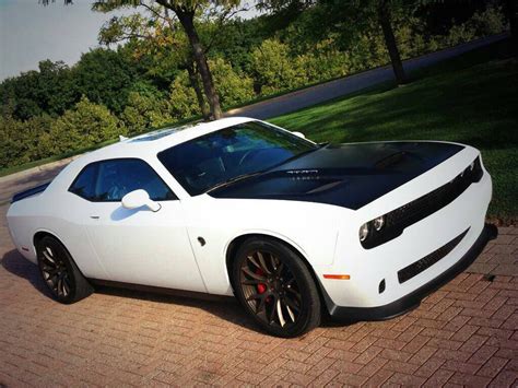 Dodge Challenger Hellcat White With A Black Hood Dodge Challenger