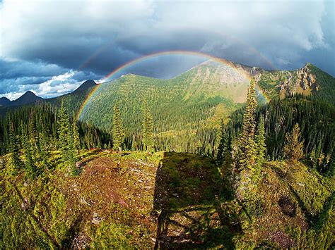 Rainbow Trees Mountains Landscape Nature Hd Wallpaper Peakpx