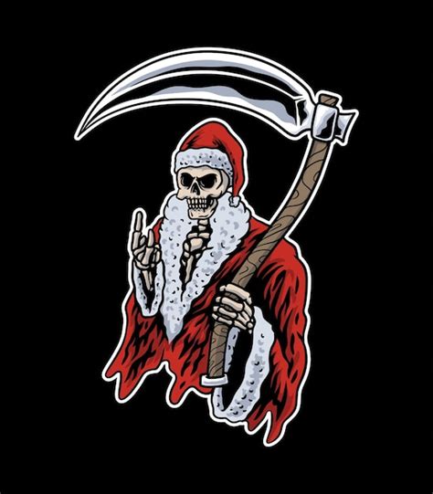 Premium Vector Santa Claus Skull With God Of Death Sword Christmas Theme