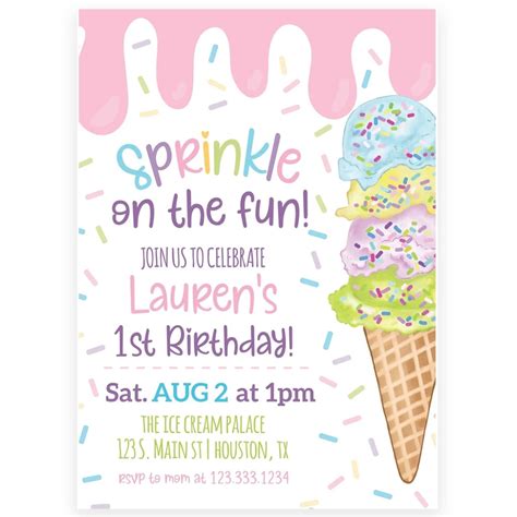 Ice Cream Invitation Ice Cream Party Theme Ice Cream Party