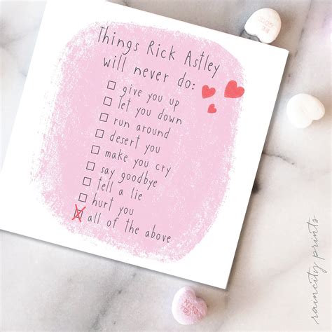 Rick astley never gonna give you up lyrics. Rick Astley Never Gonna Give you Up Valentines Day Card ...