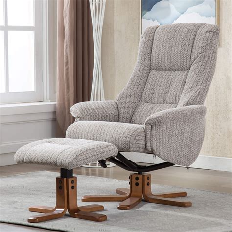 Madrid Fabric Swivel Recliner Chair And Footstool