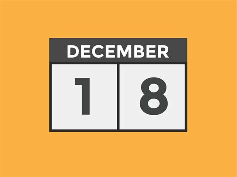 December 18 Calendar Reminder 18th December Daily Calendar Icon