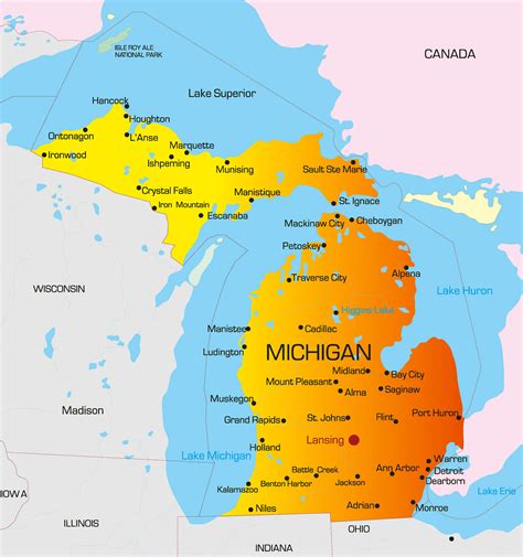 Michigan Map Guide Of The World