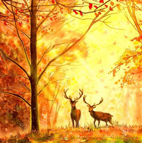 Autumn Forestdeer Painting Conchettat Mypaintings Autumn Forest