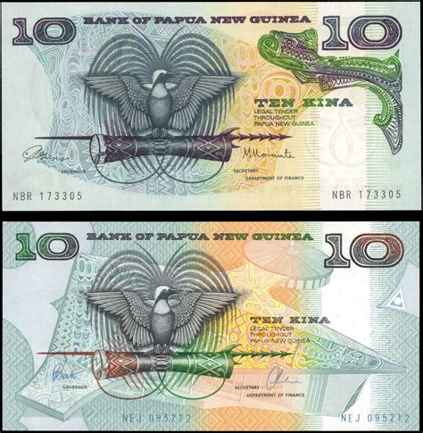 PAPUA NEW GUINEA Lot Of 2 Bank Of Papua New Guinea 10 Kina Mixed