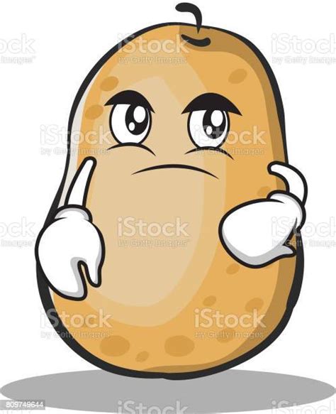 Confused Potato Character Cartoon Style Vector Art Stock Illustration