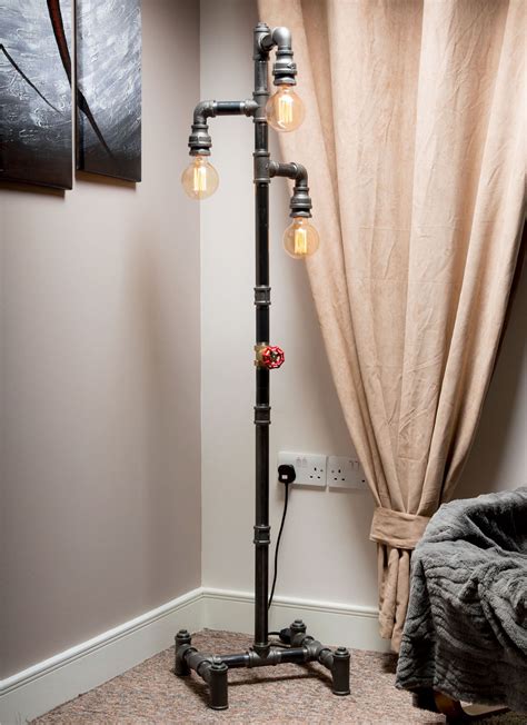 Very impressive for family movie nights! Steampunk Pipe Floor Lamp for Indoor Use Industrial ...