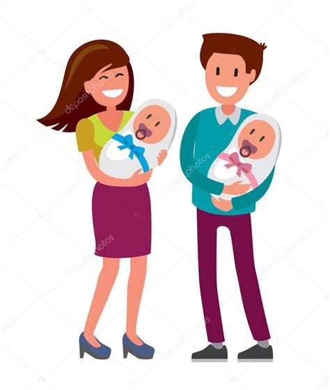 Mama Con Bebe Recien Nacido Caricatura Madre Y Padre Y