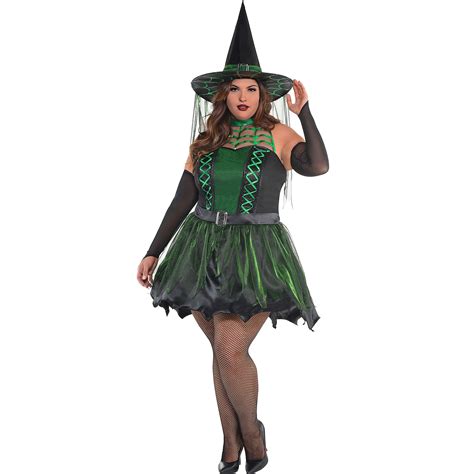 Spell Caster Black And Green Witch Halloween Costume For Women Plus Size