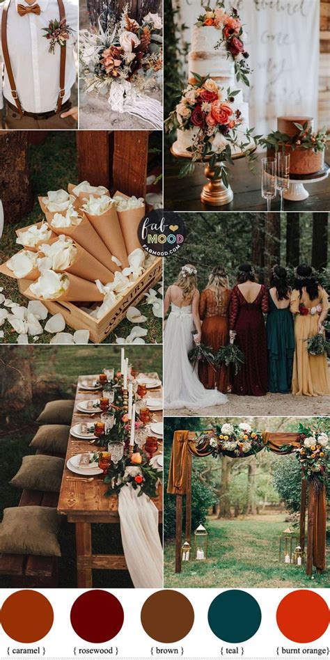 warm earth tones wedding color palette { burnt orange brown teal } wedding themes fall
