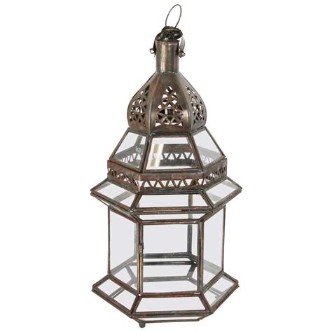 handcrafted large moroccan clear glass candle lantern for sale at 1stdibs