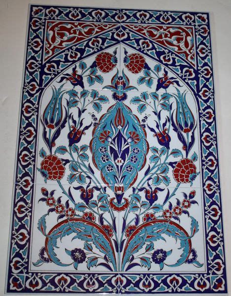 X Hand Painted Iznik Pattern Turkish Tile Mural Panel Anatolian