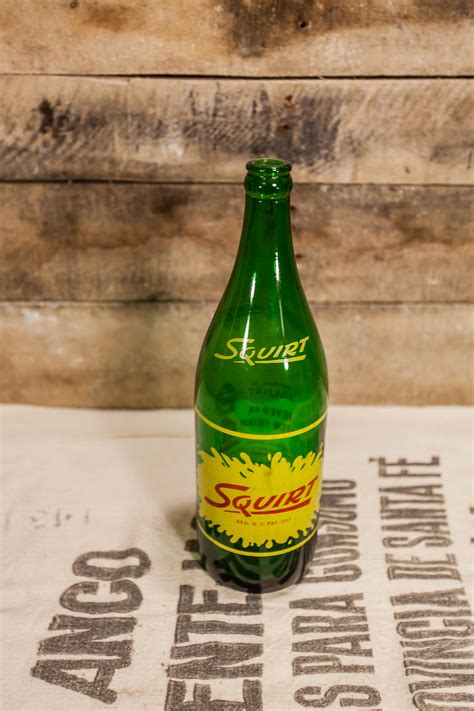 Vintage Squirt Quart Soda Pop Glass Bottle Green Yellow Red Acl Glass Bottle