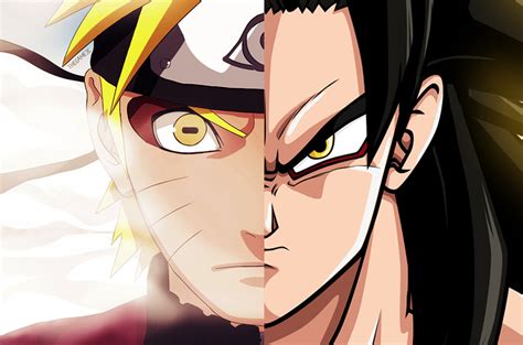 Dragon ball super vs naruto. Naruto and Goku. Super Saiyan 4 and Sage mode. Eerie ...