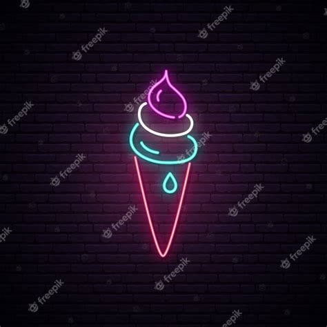 Premium Vector Ice Cream Cone Neon Sign