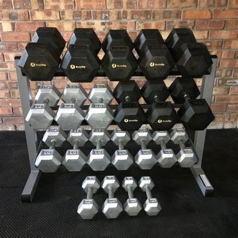 Hex Dumbbell Set 5kg 30kg11 Pairs Complete With A 3 Tier Rack In