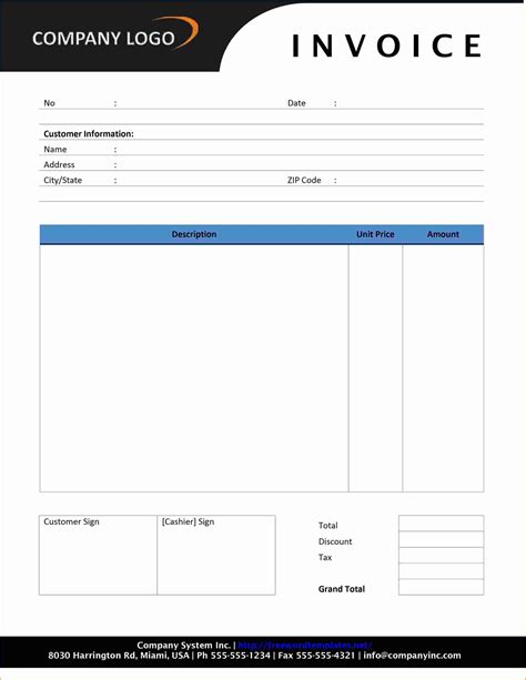 Invoice Template Ms Word Invoice Template Ideas