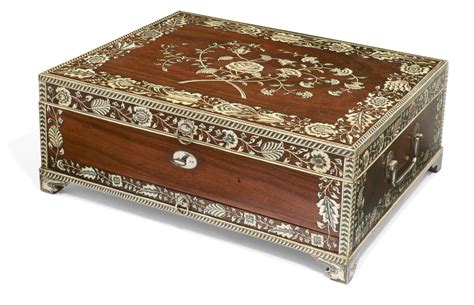 A Vizagapatam Silver Mounted And Ivory Inlaid Rosewood Dressing Box