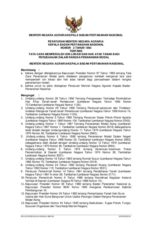 Keberkesanan pengeluaran hakmilik kekal berdasarkan pindaan kanun tanah negara 1965 (akta a1104). (PDF) KEPUTUSAN MENTERI NEGARA AGRARIA NOMOR 2 TAHUN 1993 ...