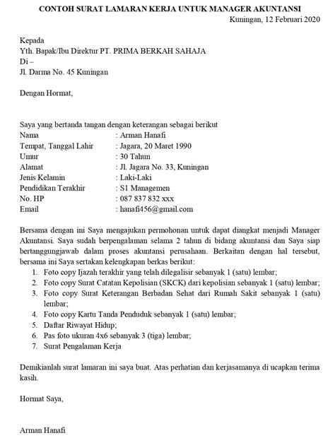 Membuat surat lamaran pekerjaan terbaru 2021 yang baik dan benar merupakan hal yang wajib dilakukan oleh para pencari kerja. Contoh Surat Lamaran Pekerjaan Untuk Akuntansi Dan Keuangan (Staff Accounting, Managemen ...