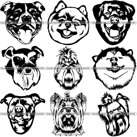 27 Dog Breed Head Face Top Selling Color Designs Super Bundle Clipart