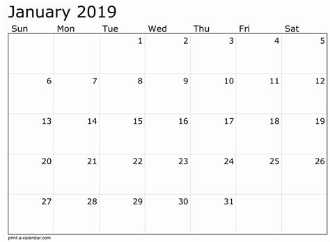 Printable 8×11 Calendar 2019 Free Printable Calendar Templates Blank
