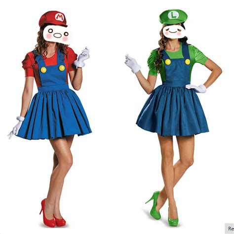 Drop Shipping Adult Woman Mario Cosplay Dress Sexy Plumber Costume Super Mario Costume For